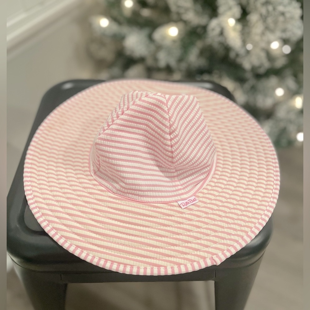 Ruffle Butts Baby/Toddler Girl Sun Hat - Pink & White 12M-2T